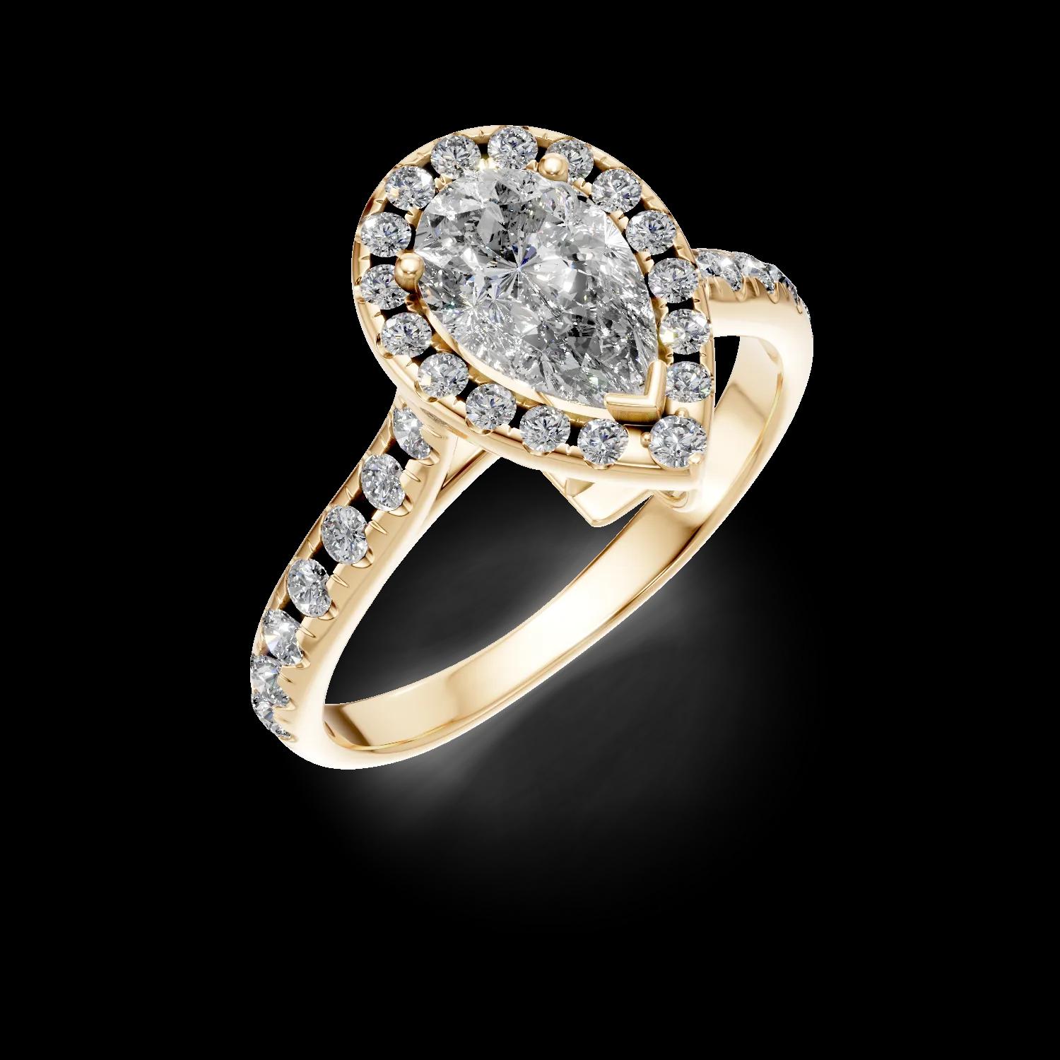 Yellow gold engagement ring with 1.3ct diamonds